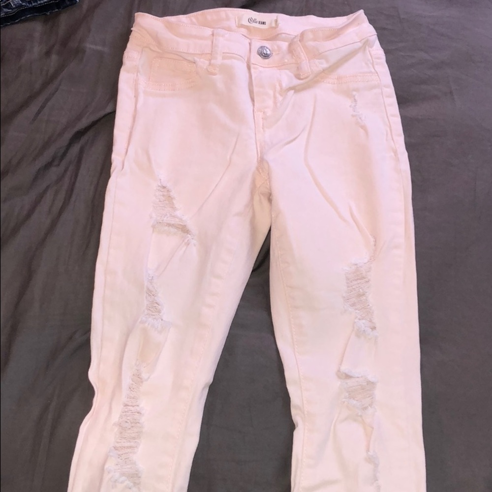 Pink skinny jeans